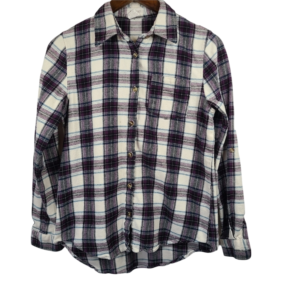 Passport Purple Plaid Flannel Button Down Small